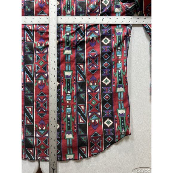 Vintage WRANGLER Aztec Work‎ Shirt Mens M Cowboy Western Button Shirt Retro USA - Picture 5 of 6